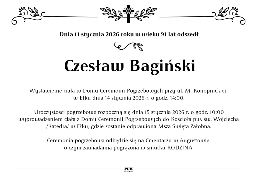 Czesław Bagiński - nekrolog